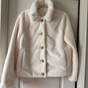 J. Crew Factory White Teddy Jacket with Classic Silhouette